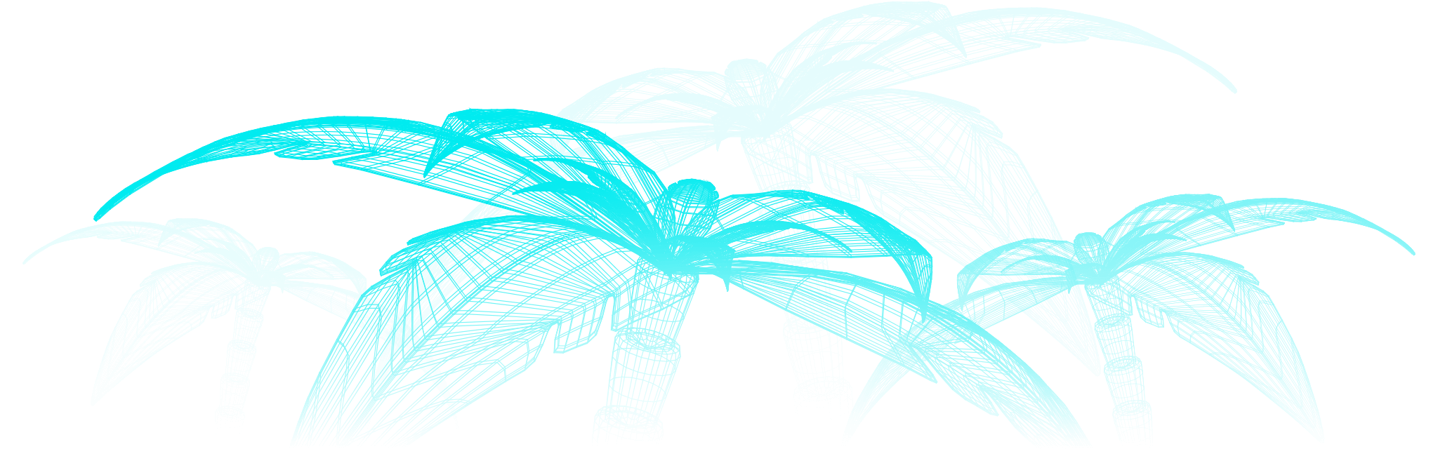 Wireframe-Darstellung von Palmen